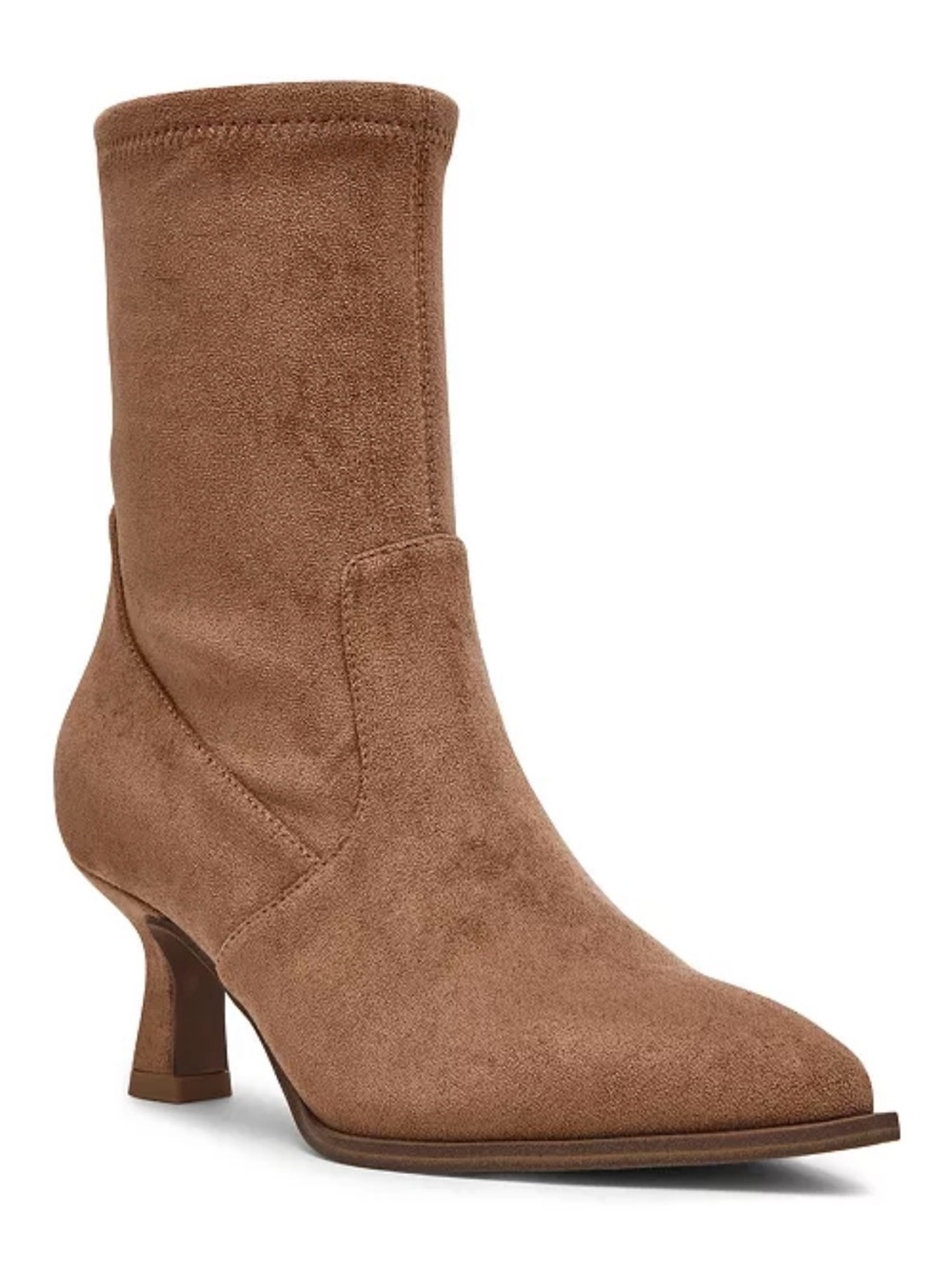 Dolce Vita Lalana Kitten Heel Sock Booties In Camel NWOT